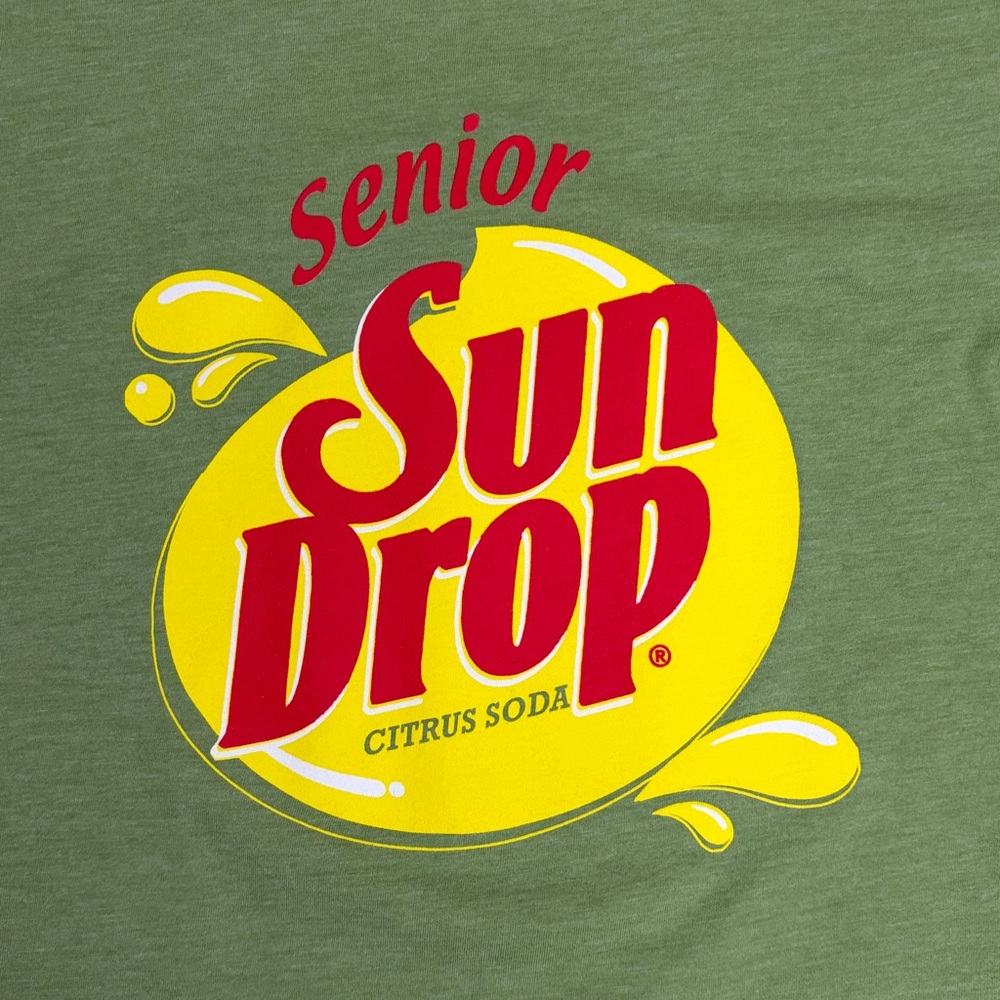 Retro Style Senior Sun Drop Graphic Tee Size S Unisex Graduation Citrus Soda Pop